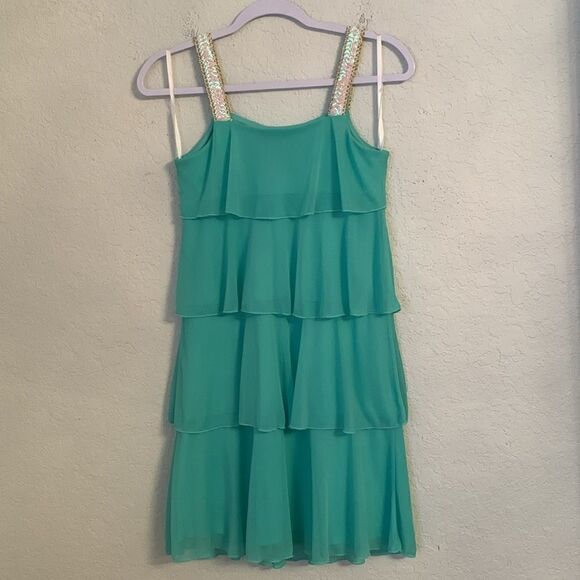 Cocktail Dress by Enfocus Studio Tiered Embellishment Straps Chiffon Size 4 - Picture 2 of 7